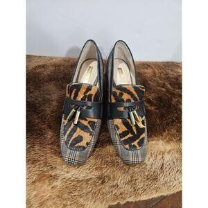 Louise et Cie Loafers Animal Print Tassel Block Heel Size 7M Women's Shoes.